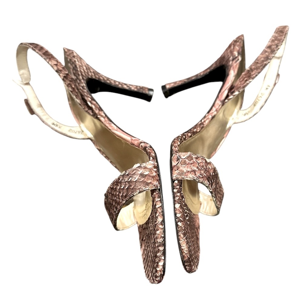 Stuart Weitzman Pink Tan Snakeskin Python Print S… - image 4